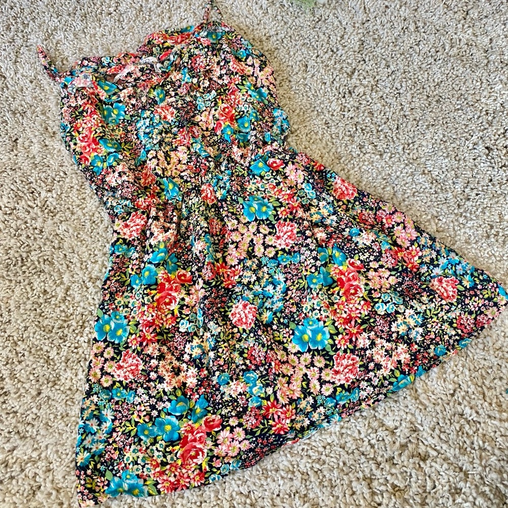 Cute Kirra multi flower pop art colorful summer dress. Simple and sweet